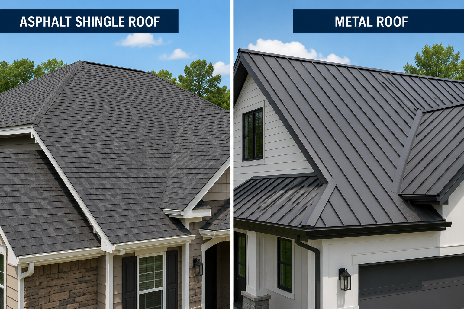 Image showing residential asphalt shingle roof vs metal roof