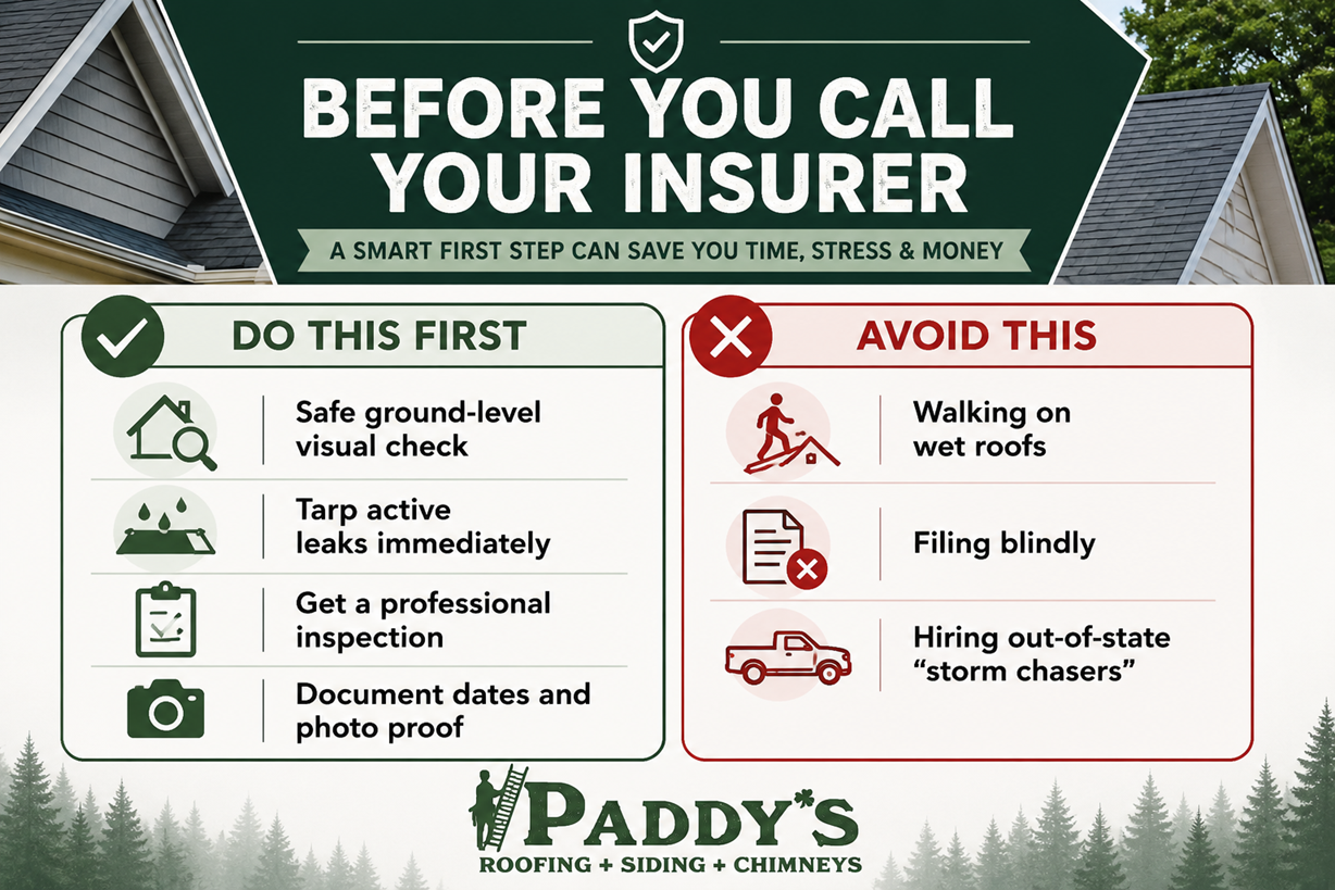 Dos & Don'ts after storm roof damage before calling insurance