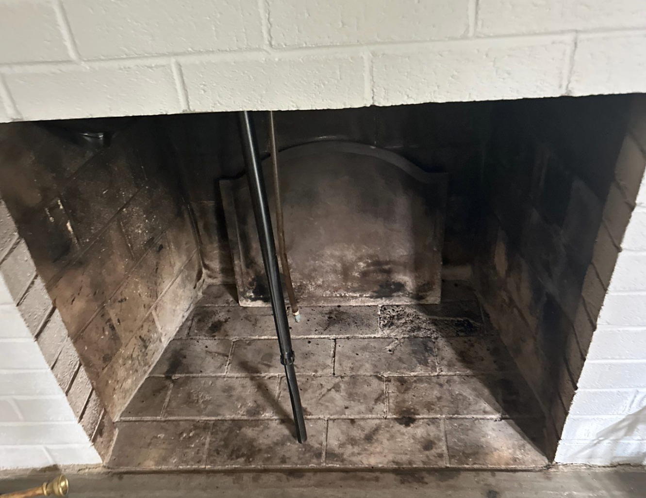 Fireplace with black residue